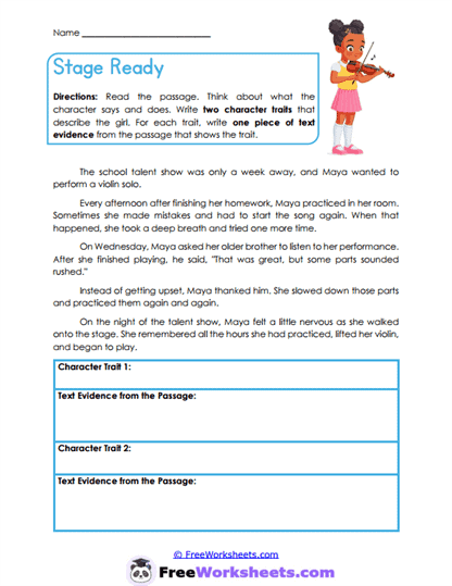 Stage Ready Worksheet
