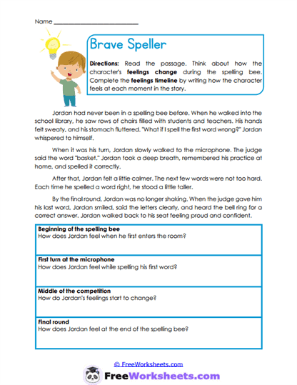 Brave Speller Worksheet