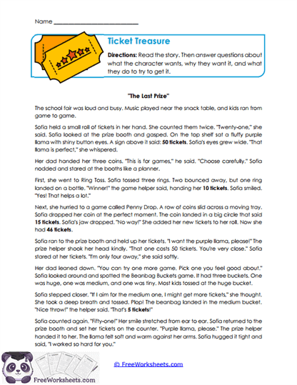 Ticket Treasure Worksheet