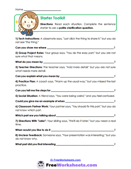 Starter Toolkit Worksheet