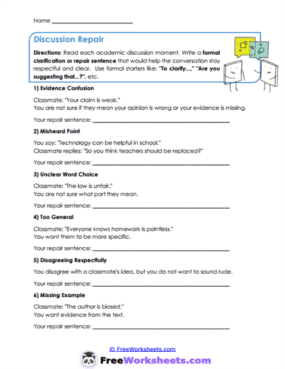 Real-Life Repair Worksheet