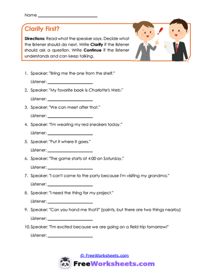 Clarify First? Worksheet