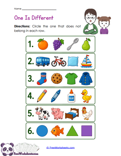 Odd One Worksheet