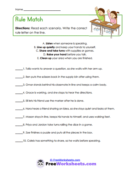Rule Match Worksheet