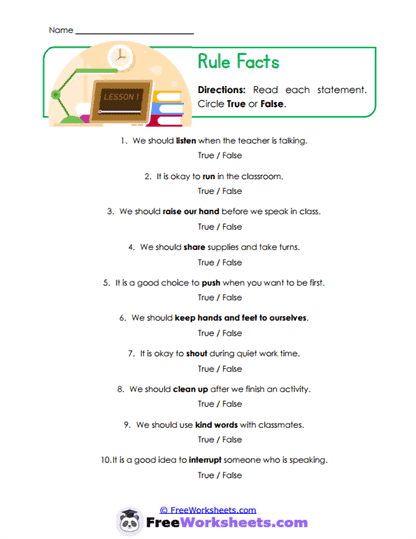 Rule Facts Worksheet