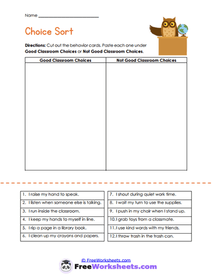 Choice Sort Worksheet