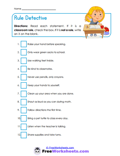 Rule Detective Worksheet