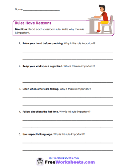 Rules Have Reasons Worksheet