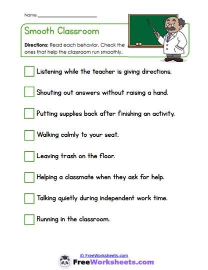 Smooth Classroom Worksheet