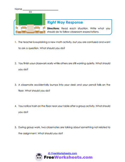 Right Way Response Worksheet