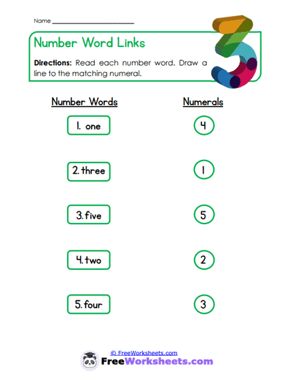 Number Word Links Worksheet
