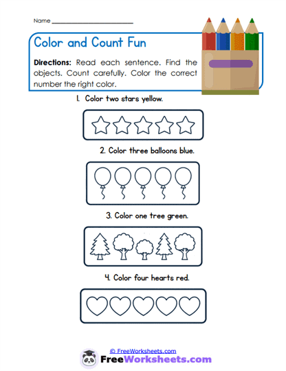 Color and Count Fun Worksheet