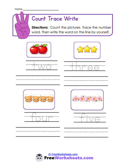 Count Trace Write Worksheet