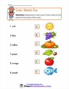 Color and Number Words Worksheets For Preschool - FreeWorksheets.Com
