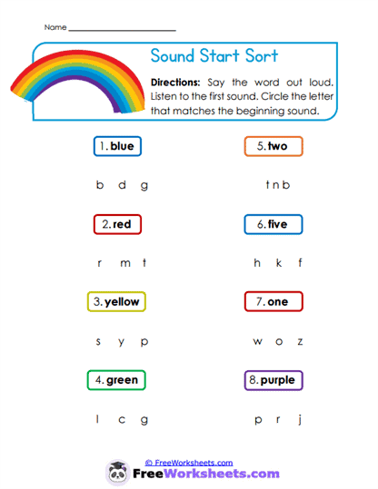 Sound Start Sort Worksheet