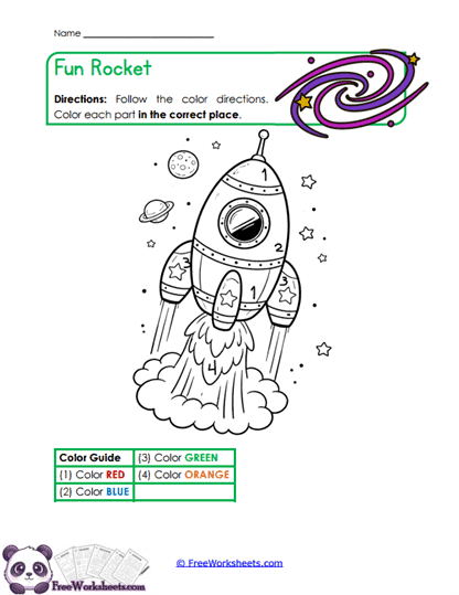 Rocket Colors Worksheet