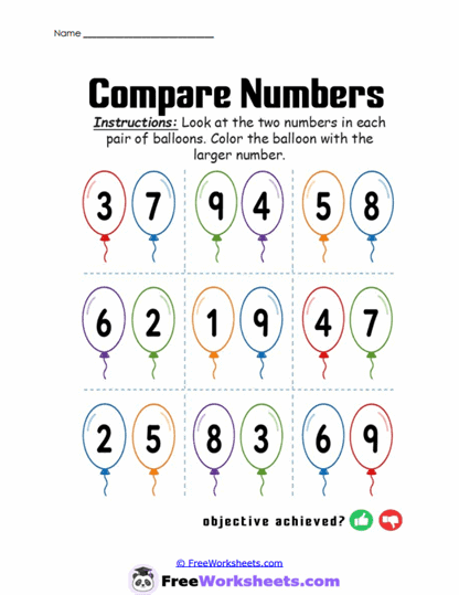 Compare Colors Worksheet