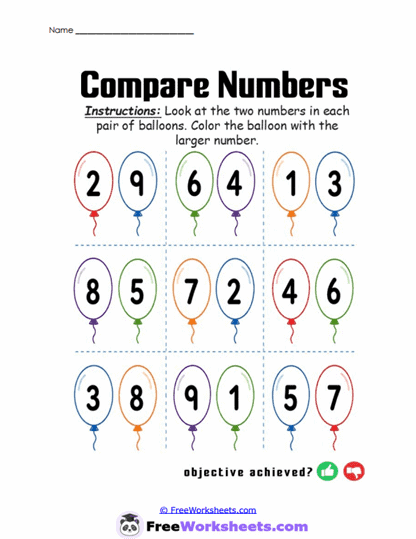 Balloon Winners Worksheet