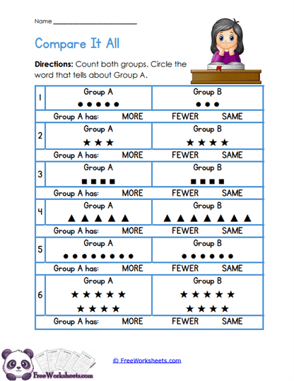 Compare Sets Worksheet