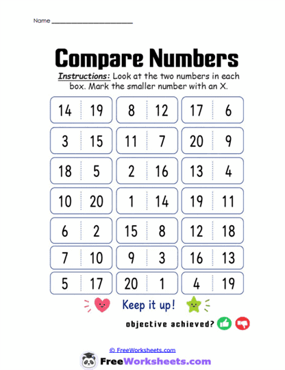 Number Choice Worksheet