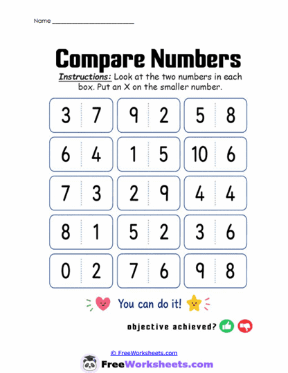 Smaller Choice Worksheet
