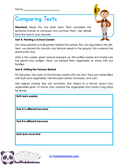Comparing Texts Worksheet