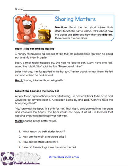Sharing Matters Worksheet