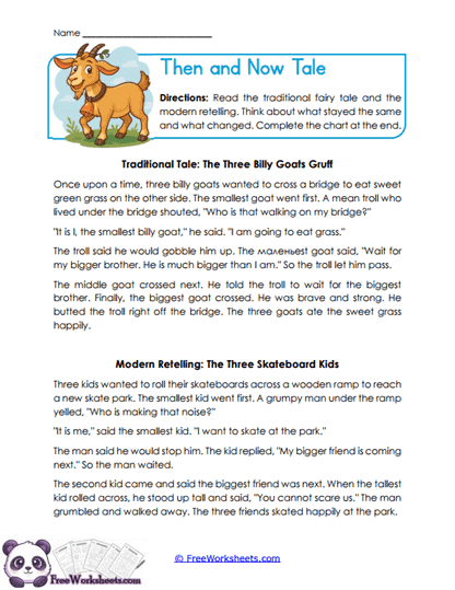 Then and Now Tale Worksheet