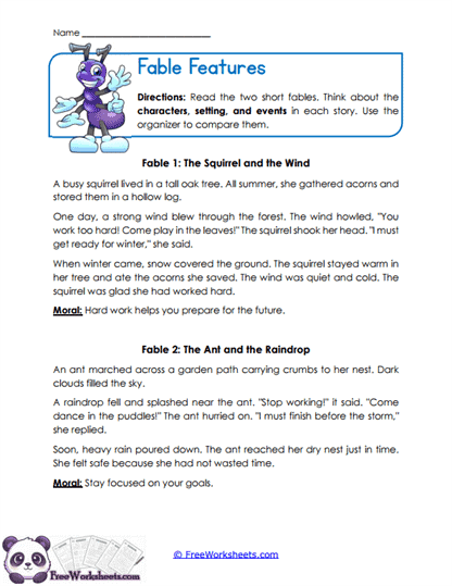 Fable Features Worksheet