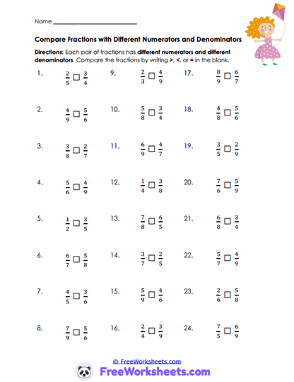 Fraction Reasoning Worksheet