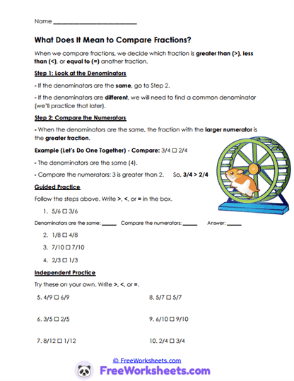 Compare Fractions Worksheet Collection