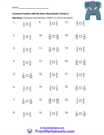 Fraction Matches Worksheet