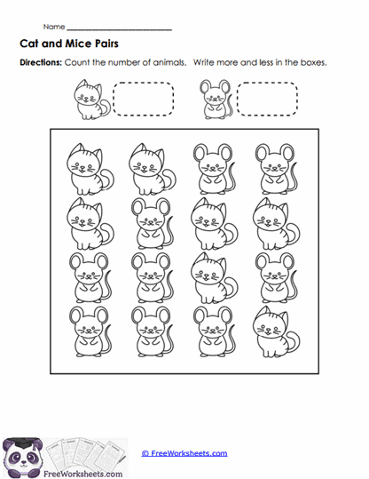 Cat and Mice Pairs Worksheet