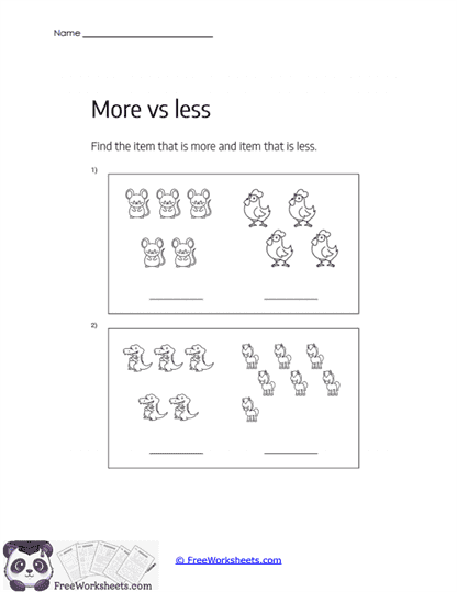 More or Less Worksheet