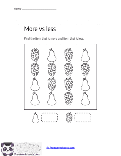 Fruity More/Less Worksheet