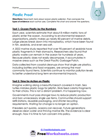 Plastic Evidence Worksheet