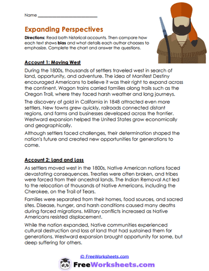 Western Perspectives Worksheet