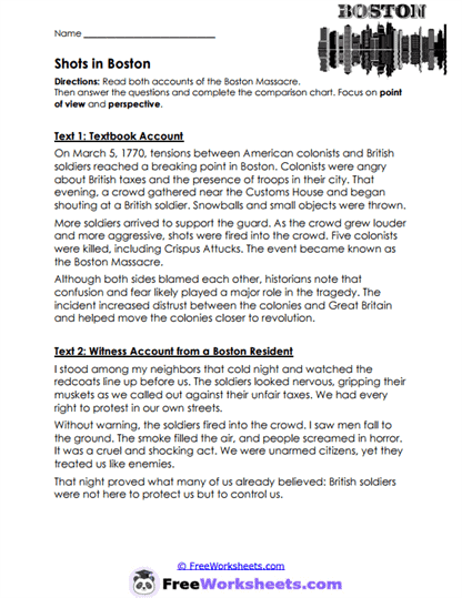 Boston Viewpoints Worksheet