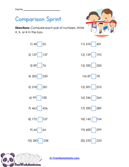 Number Showdown Worksheet