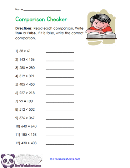 Comparison Judge Worksheet