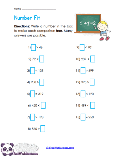 Number Choice Worksheet