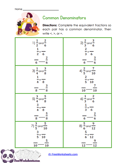 Common Denominator Builder Worksheet