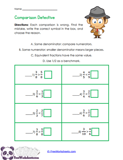Comparison Repair Worksheet
