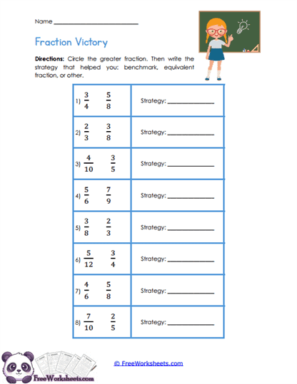 Fraction Strategy Challenge Worksheet