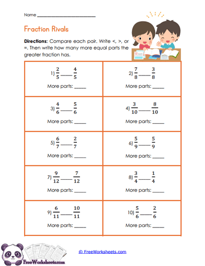 Numerator Rivals Worksheet