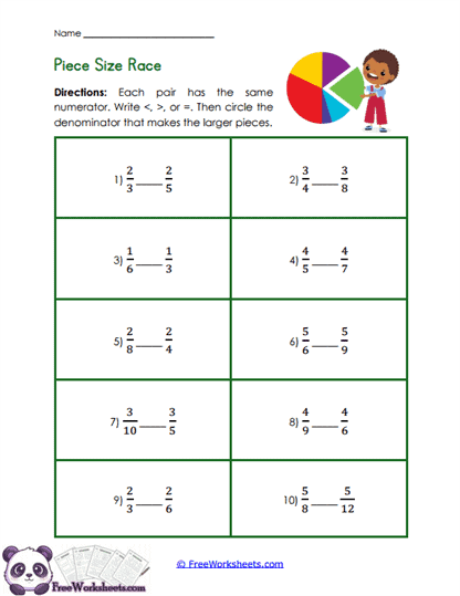 Piece Size Challenge Worksheet