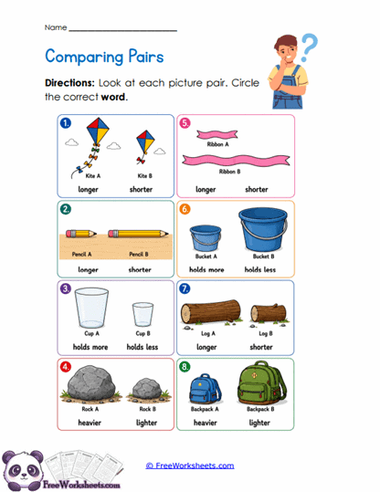 Compare Pairs Worksheet