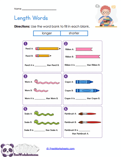 Length Words Worksheet