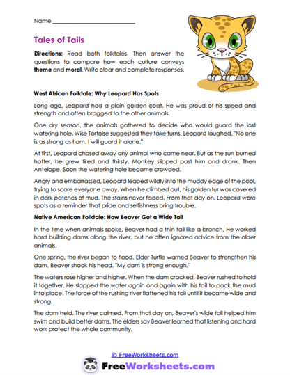 Tales of Tails Worksheet