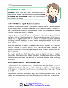 Screenagers Worksheet Screens at School Worksheet - FreeWorksheets.Com